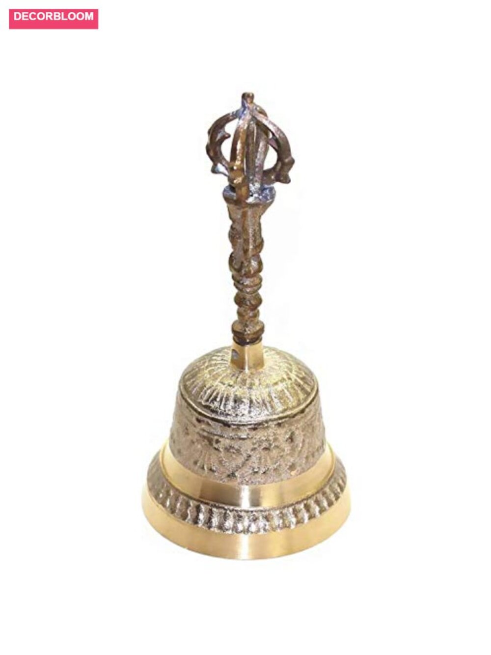 Brass Hand Held Bell Vintage Antique 6.8 Inch Desk Call Bell